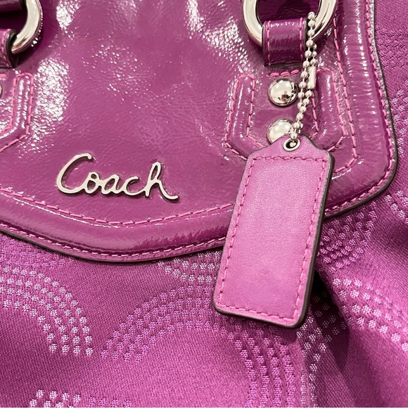 Coach Ashley Dotted Op Art Satchel Convertible Shoulder Bag Berry 20027 EUC - Picture 8 of 13